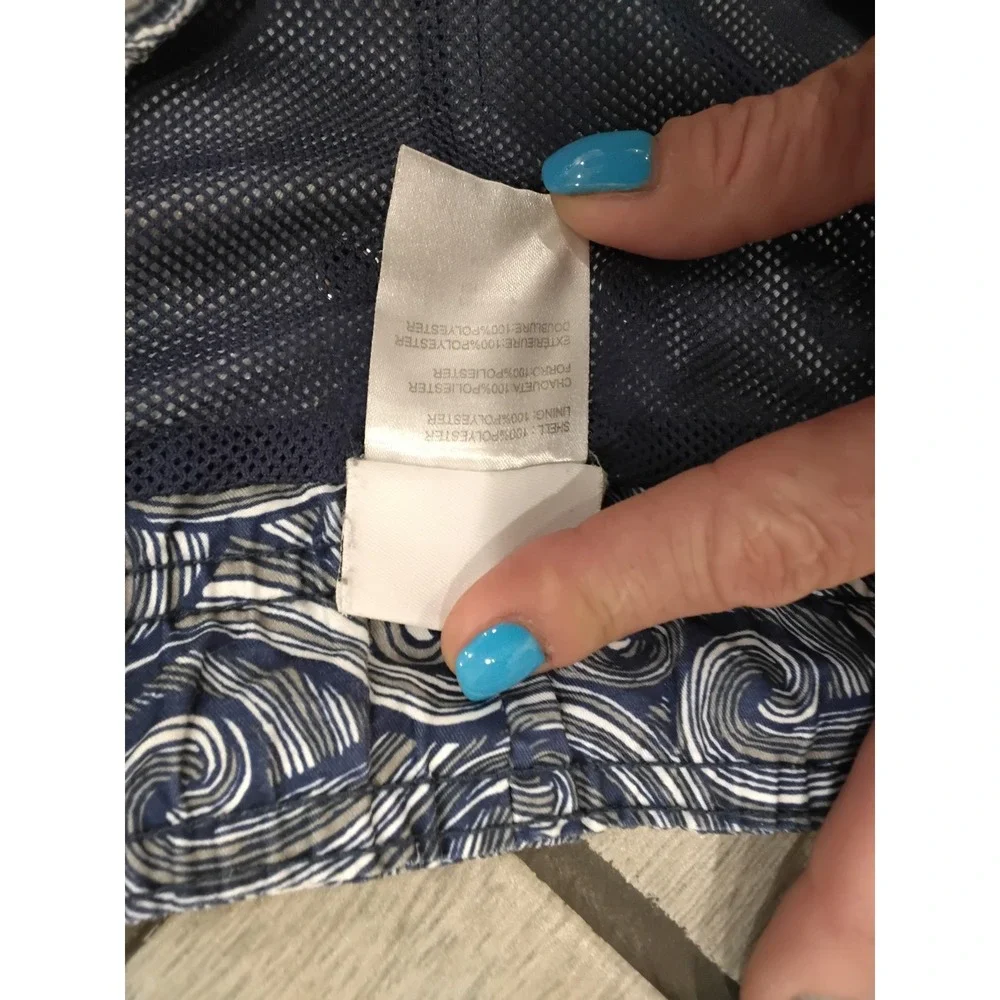 Calvin Klein Mens‎ Navy Blue Wave Swirl Print Swim Trunks Board Shorts - Medium